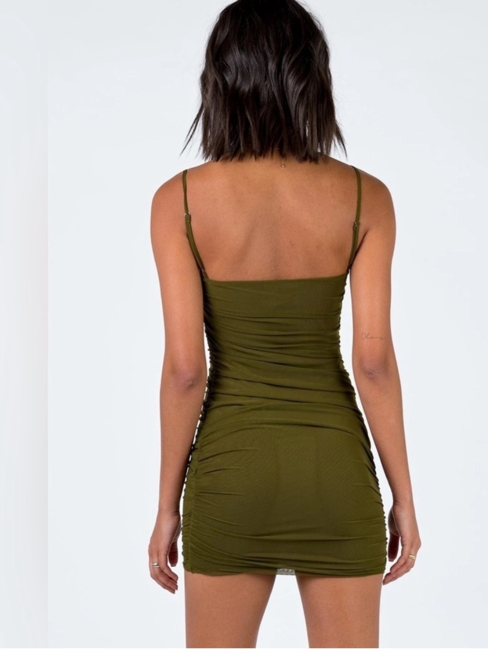 Princess Polly Olive Shivani Ruched Bodycon Mini Dress - Picture 4 of 10